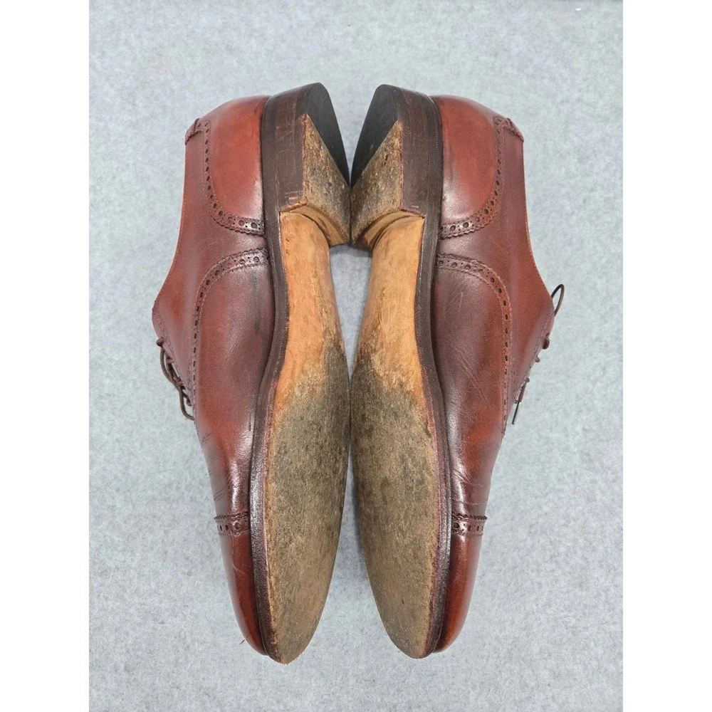 Peal & Co Brooks Brothers Mens Brown Leather Cap Toe Brogue Oxford Shoes 9.5 D